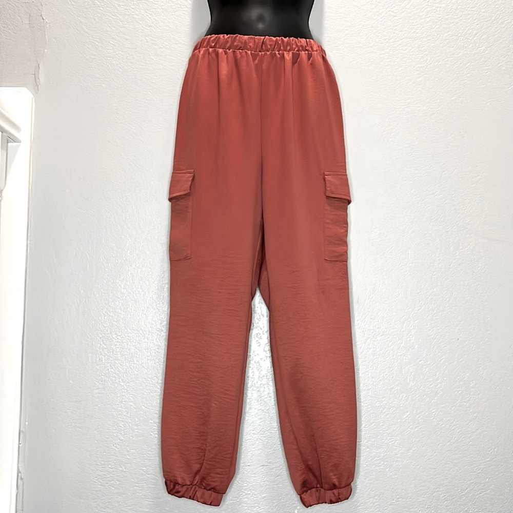 Sadie & sage satin like cargo jogger